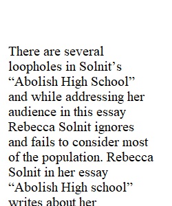 Solnit's Abolish High School Analysis Essay